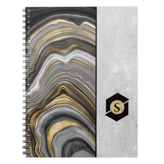 Gold Veinate Muster und texturiertes Silber Notizblock (Vorderseite)