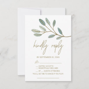 Gold Veined Eucalyptus Song Request RSVP Card