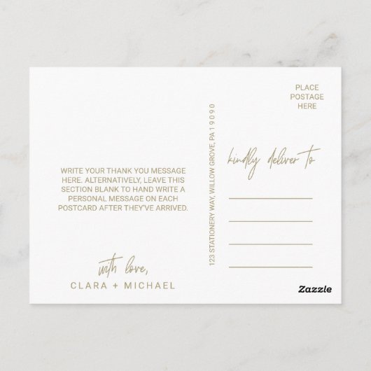 Gold Veined Eucalyptus Vielen Dank Postkarte (Rückseite)