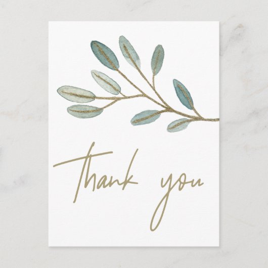 Gold Veined Eucalyptus Vielen Dank Postkarte (Vorderseite)