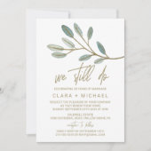 Gold Veined Eucalyptus Vow Renewal Einladung (Vorderseite)