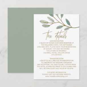 Gold Veined Eukalyptus Wedding Details Card Begleitkarte