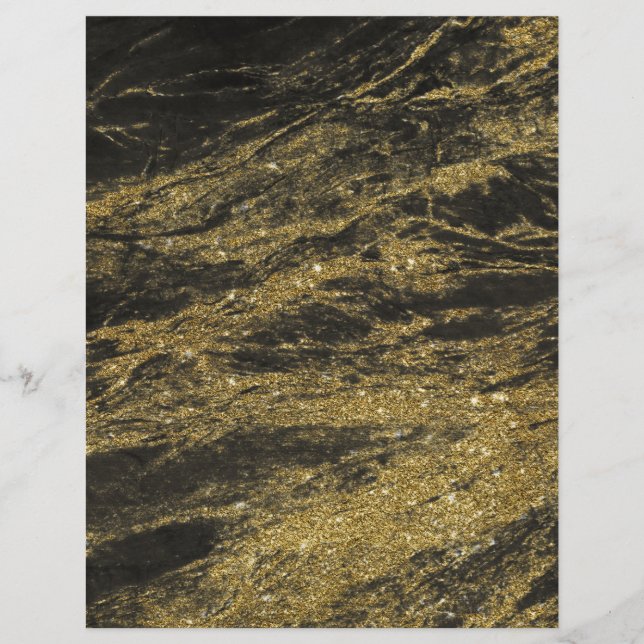 Gold Veins Scrapbook Paper aus schwarzem Granit (Vorderseite)