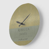 GOLD VELVET GRAU MOSAIC DOTS SAVE THE DATE GIFT GROßE WANDUHR (Winkel)
