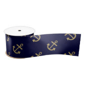 Gold verankert Marine-Blau-Hintergrund-Muster Satinband (Spule)