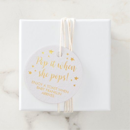 Gold verdecken Pop, wenn sie Pop Baby Dusche Geschenkanhänger (Mit Box)