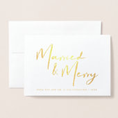 Gold Verheiratet & Frohe Weihnachten Vielen Dank f Folienkarte (Vorderseite mit Umschlag)
