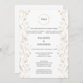 Gold verlassend Hochzeitseinladung Einladung (Vorne/Hinten)