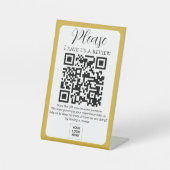 Gold Verließ uns eine Überprüfung QR Code Pedestal Sockelschild (Vorderseite)