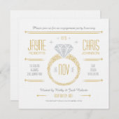 Gold Verlobung Ring Party Einladung (Vorne/Hinten)