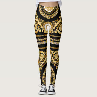 Gold Versace Barocco Leggings. GYM Leggings