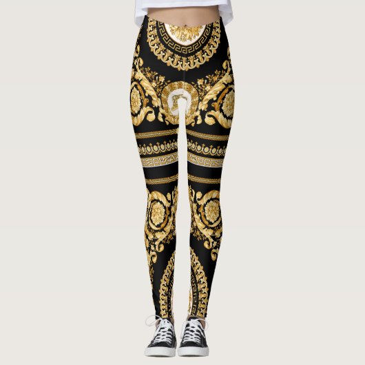 Gold Versace Barocco Leggings. GYM Leggings (Vorderseite)