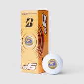 Gold & Very Blue Golf Cards Name für Monogramm Golfball (Verpackungen)