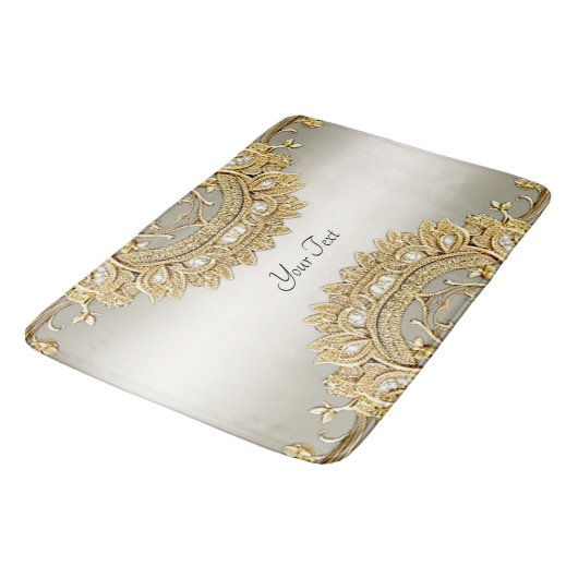 Gold Verziert Bath Mat Badematte (Schrägansicht)