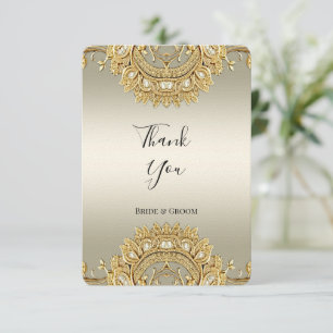 Gold Verziert Danke-Karte Dankeskarte
