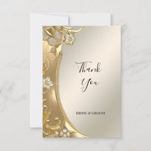 Gold Verziert Floral Dankeschön Karte