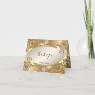 Gold Verziert Floral Dankeschön Karte