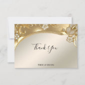 Gold Verziert Floral Dankeschön Karte (Vorderseite)