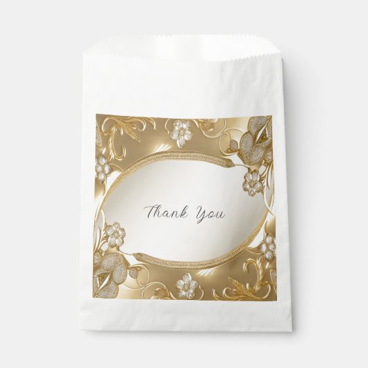 Gold Verziert Floral Fevor Bag Geschenktütchen (Vorderseite)