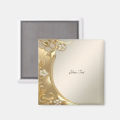 Gold Verziert Floral Magnet (Vorderseite/Rückseite)