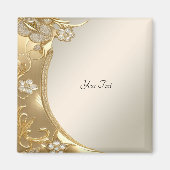 Gold Verziert Floral Magnet (Vorne)
