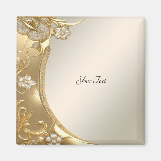 Gold Verziert Floral Magnet (Vorne)
