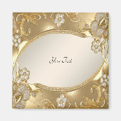 Gold Verziert Floral Magnet (Vorne)