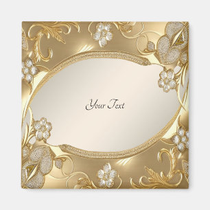 Gold Verziert Floral Magnet