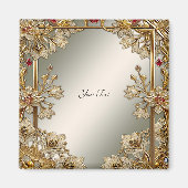 Gold Verziert Floral Magnet (Vorne)