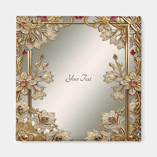 Gold Verziert Floral Magnet (Vorne)