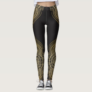 Gold Verziert Floral Mandala Design Leggings