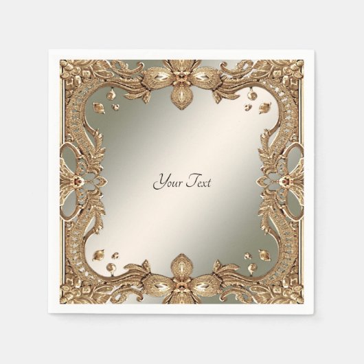 Gold Verziert Frame Napkins Serviette (Vorderseite)