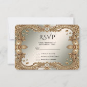 Gold Verziert Frame RSVP Card (Vorderseite)