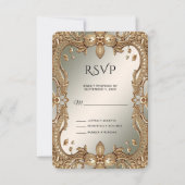 Gold Verziert Frame RSVP Card Karte (Vorderseite)