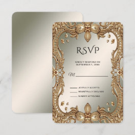 Gold Verziert Frame RSVP Card Karte