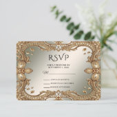 Gold Verziert Frame RSVP Card Karte (Stehend Vorderseite)