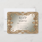 Gold Verziert Frame RSVP Card Karte (Vorderseite)