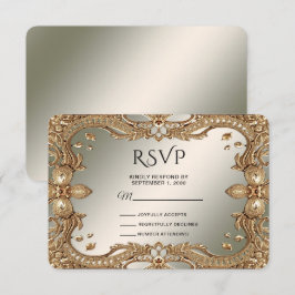 Gold Verziert Frame RSVP Card Karte