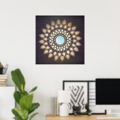 Gold Verziert Lotus Mandala Kunst, Dichtung und Mu Poster (Heimbüro)