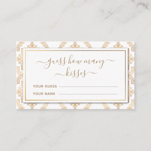 Gold Verziert Patches Guess Wie viele Kisses Game Begleitkarte (Vorderseite)