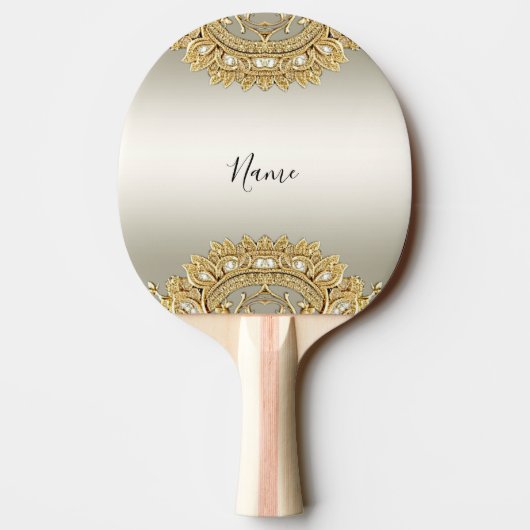 Gold Verziert Ping Pong Paddle Tischtennis Schläger (Rückseite)