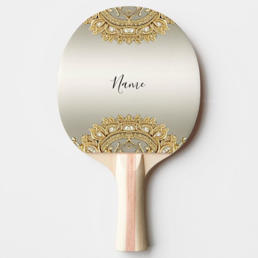 Gold Verziert Ping Pong Paddle Tischtennis Schläger (Vorderseite)