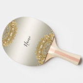 Gold Verziert Ping Pong Paddle Tischtennis Schläger (Seitenansicht)