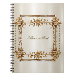 Gold Verziert Rectangle Dimond Blume Shiny Elegant Notizblock