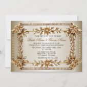 Gold Verziert Rectangle Dimond Blume Shiny Wedding Einladung (Vorderseite)