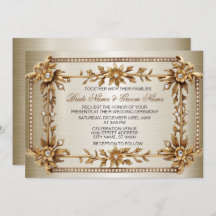 Gold Verziert Rectangle Dimond Blume Shiny Wedding