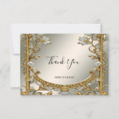 Gold Verziert White Floral Dankeschön Karte (Vorderseite)