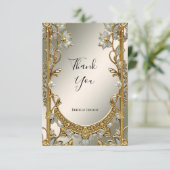 Gold Verziert White Floral Dankeschön Karte (Stehend Vorderseite)