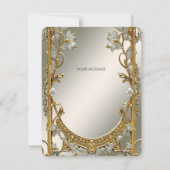 Gold Verziert White Floral Dankeschön Karte (Rückseite)