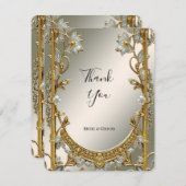 Gold Verziert White Floral Dankeschön Karte (Vorne/Hinten)